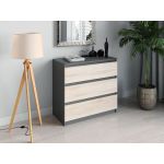 Комод со скрытыми ручками на три ящика Moreli (Морели) Т-214 Антрацит/Дуб Сонома