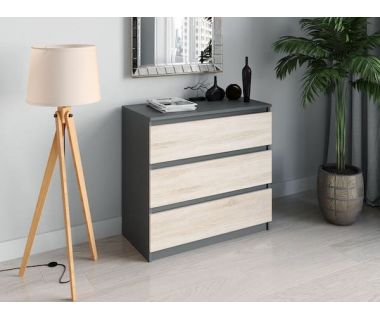 Комод со скрытыми ручками на три ящика Moreli (Морели) Т-214 Антрацит/Дуб Сонома