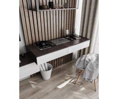 Стол компьютерный подвесной на 2 ящика, стол письменный T-222 от Moreli (Морели) Венге темный/Белый