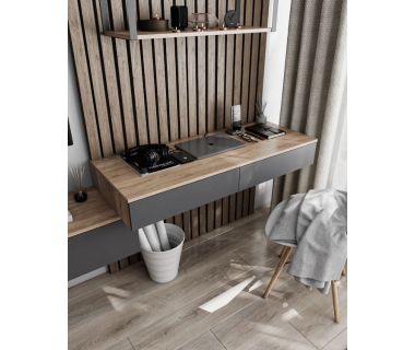 Стол компьютерный подвесной на 2 ящика, стол письменный T-222 от Moreli (Морели) Дуб Сонома/Антрацит