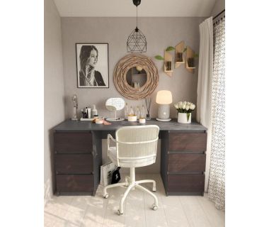 Стол компьютерный с двумя тумбами, стол письменный T-228 Антрацит/Венге темный