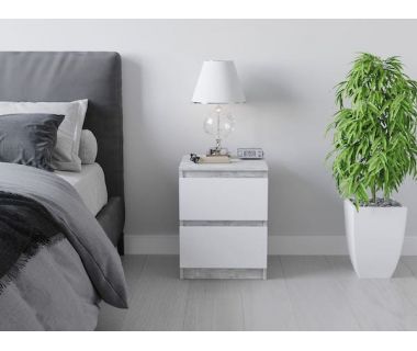 Тумба прикроватная в спальню, с фасадами без ручек Т-225 от Moreli (Морели) Бетон/Белый Тумба прикроватная в спальню, с фасадами без ручек Т-225 от Moreli (Морели) Бетон/Белый