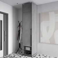 Шкаф распашной со штангой на одну дверку с антресолью R-0002 от Moreli (Морели) Бетон Тефра