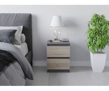 Тумба ліжка в спальню, з фасадами без ручок Т-225 від Moreli (Морелі) Антрацит/Дуб Сонома Тумба ліжка в спальню, з фасадами без ручок Т-225 від Moreli (Морелі) Антрацит/Дуб Сонома