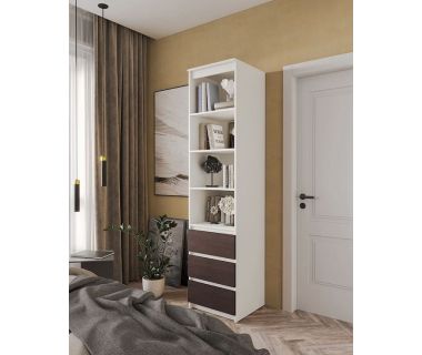 Шафа-пенал для одягу з ящиками та полицями T-219 від Moreli (Морелі) Білий/Венге темний