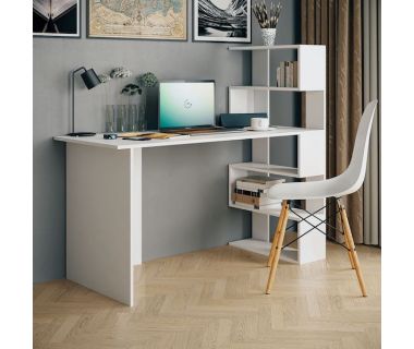 Стіл комп'ютерний, стіл письмовий з полицями ST-0015 від Moreli (Морелі) Білий Стіл комп'ютерний, стіл письмовий з полицями ST-0015 від Moreli (Морелі) Білий