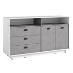 Тумба під телевізор у вітальню, сервант під ТВ K-0002 від Moreli (Морелі) Білий/Бетон Тефра