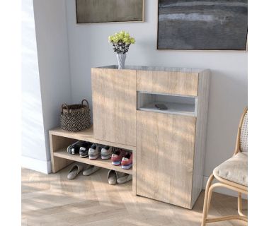 Тумба под обувь в прихожую RS-4 от Moreli (Морели) Бетон/Дуб Сонома