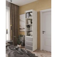 Шафа-пенал для одягу з ящиками та полицями T-219 від Moreli (Морелі) Бетон/Антрацит