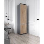 Шкаф-пенал с полками для одежды T-217 от Moreli (Морели) Антрацит/Дуб Сонома