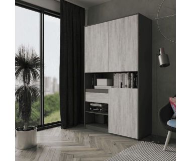 Шкаф распашной для книг и документов RS-1 от Moreli (Морели) Антрацит/Бетон