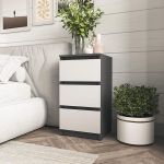 Прикроватная тумба на 3 ящика в спальню T-216 от Moreli (Морели) Антрацит/Белый