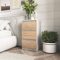 Прикроватная тумба на 3 ящика в спальню T-216 от Moreli (Морели) Белый/Дуб Сонома