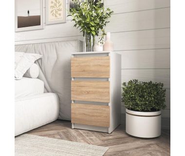 Прикроватная тумба на 3 ящика в спальню T-216 от Moreli (Морели) Белый/Дуб Сонома