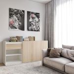 Комод без ручок з двома дверцятами, ящиком та полицями RS-3 Moreli (Морелі) Білий/Дуб Сонома