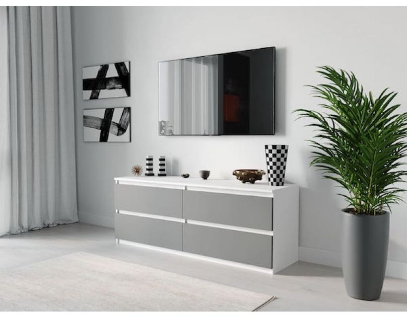 Тумба під телевізор ТВ/ТВ 4 ящики Moreli (Морелі) Т-223 Білий/Антрацит