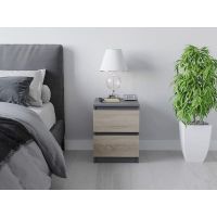 Тумба ліжка в спальню, з фасадами без ручок Т-225 від Moreli (Морелі) Антрацит/Дуб Сонома