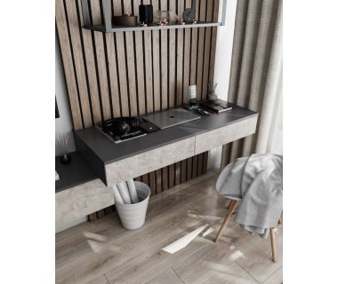 Стол компьютерный подвесной на 2 ящика, стол письменный T-222 от Moreli (Морели) Антрацит/Бетон