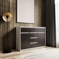 Комод для дому без ручок з 2 дверцятами та 5 ящиками T-227 від Moreli (Морелі) Білий/Венге темний