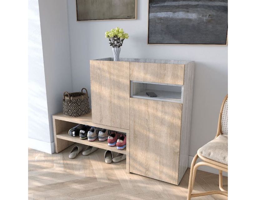 Тумба під взуття в передпокій RS-4 від Moreli (Морелі) Бетон/Дуб Сонома