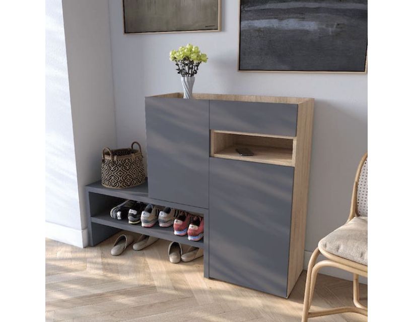 Тумба під взуття в передпокій RS-4 від Moreli (Морелі) Дуб Сонома/Антрацит