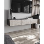 Підвісна тумба під ТВ у вітальню, TV тумба на 3 ящики, тумба під телевізор T-221 від Moreli (Морелі) Антрацит/Бетон