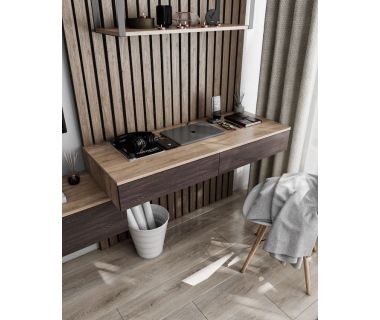 Стол компьютерный подвесной на 2 ящика, стол письменный T-222 от Moreli (Морели) Дуб Сонома/Венге темный