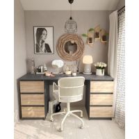 Стол компьютерный с двумя тумбами, стол письменный T-228 Антрацит/Дуб Сонома