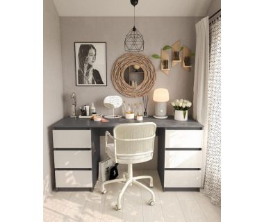 Стіл комп'ютерний з двома тумбами, письмовий стіл T-228 Антраци/Білий