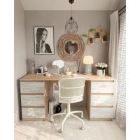 Стол компьютерный с двумя тумбами, стол письменный T-228 Дуб Сонома/Бетон