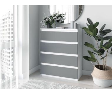 Комод с 4 ящиками и скрытыми ручками Т-215 Moreli (Морели) Белый/Антрацит Комод с 4 ящиками и скрытыми ручками Т-215 Moreli (Морели) Белый/Антрацит