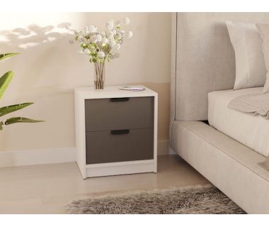 Тумба нічна з 2 ящиками в спальню з чорними ручками Т-203 від Moreli (Морелі) Білий/Антрацит Тумба нічна з 2 ящиками в спальню з чорними ручками Т-203 від Moreli (Морелі) Білий/Антрацит