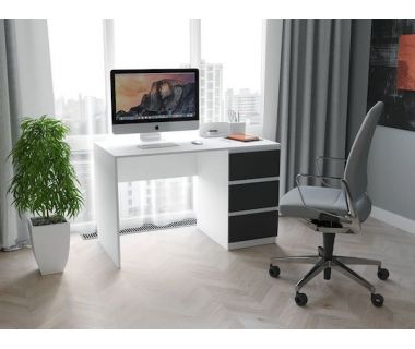 Комп'ютерний стіл, письмовий стіл з трьома ящиками T-224 від Moreli (Морелі) Білий/Антрацит