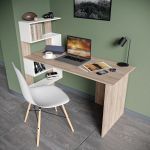 Стол компьютерный, письменный стол с полками ST-0024 от Moreli (Морели) Дуб Сонома/Белый