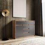 Комод для дома без ручек с 2 дверцами и 5 ящиками T-227 от Moreli (Морели) Дуб Сонома/Антрацит