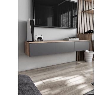 Подвесная тумба под ТВ в гостиную, TV тумба на 3 ящика, тумба под телевизор T-221 от Moreli (Морели) Дуб