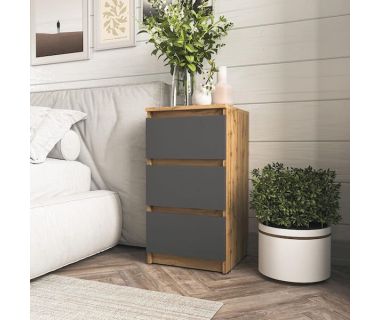 Прикроватная тумба на 3 ящика в спальню T-216 от Moreli (Морели) Аппалачи/Антрацит