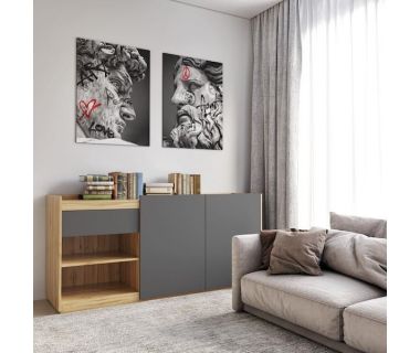 Комод без ручок з двома дверцятами, ящиком та полицями RS-3 Moreli (Морелі) Комод без ручок з двома дверцятами, ящиком та полицями RS-3 Moreli (Морелі)