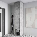 Шкаф распашной на одну дверку с полками и антресолью R-0001 от Moreli (Морели) Бетон