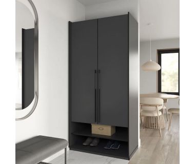 Шкаф распашной на две двери с полками и шухлядами R-0003 от Moreli (Морели) Антрацит