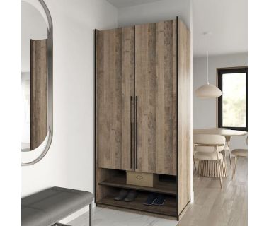 Шкаф распашной на две двери с полками и шухлядами R-0003 от Moreli (Морели) Дуб Гранж Песочный
