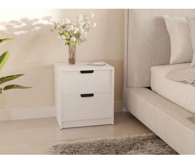 Тумба прикроватная с 2 ящиками в спальню с черными ручками Т-203 от Moreli (Морели) Белый Тумба прикроватная с 2 ящиками в спальню с черными ручками Т-203 от Moreli (Морели) Белый