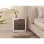 Тумба нічна з 2 ящиками в спальню з чорними ручками Т-203 від Moreli (Морелі) Білий/Антрацит