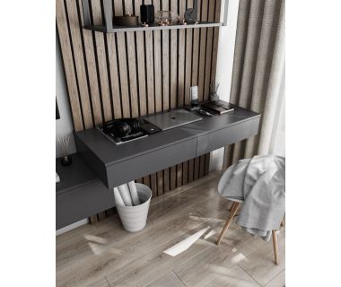 Стіл комп'ютерний підвісний на 2 ящики, письмовий стіл T-222 від Moreli (Морелі) Антрацит