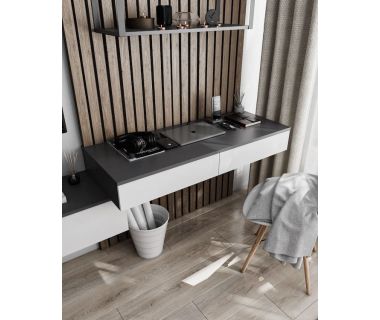 Стіл комп'ютерний підвісний на 2 ящики, письмовий стіл T-222 від Moreli (Морелі) Антрацит/Білий