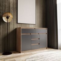Комод для дому без ручок з 2 дверцятами та 5 ящиками T-227 від Moreli (Морелі) Дуб Сонома/Антрацит