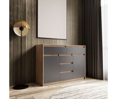 Комод для дому без ручок з 2 дверцятами та 5 ящиками T-227 від Moreli (Морелі) Дуб Сонома/Антрацит