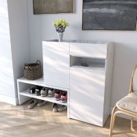 Тумба під взуття в передпокій RS-4 від Moreli (Морелі) Бетон/Білий