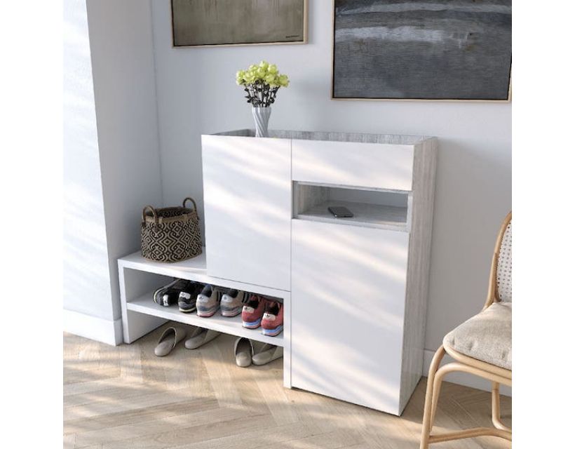 Тумба под обувь в прихожую RS-4 от Moreli (Морели) Бетон/Белый