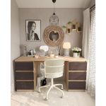 Стол компьютерный с двумя тумбами, стол письменный T-228 Дуб Сонома/Венге темный